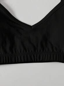 SHEIN 青少年女孩 3件組 白色粉色黑色 簡約基礎舒適 抓皺加厚無肩帶胸罩，兒童女孩內衣 - 黑色 - 查看 6