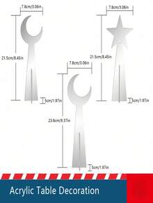 Set 3 Buah Dekorasi Meja Ramadan Desain Bintang dan Bulan Dekorasi Rumah Timur Tengah Hiasan Tengah Meja untuk Pesta Idul Fitri, Buka Puasa, Resepsi, Perayaan, Hadiah - warna-warni - View 8