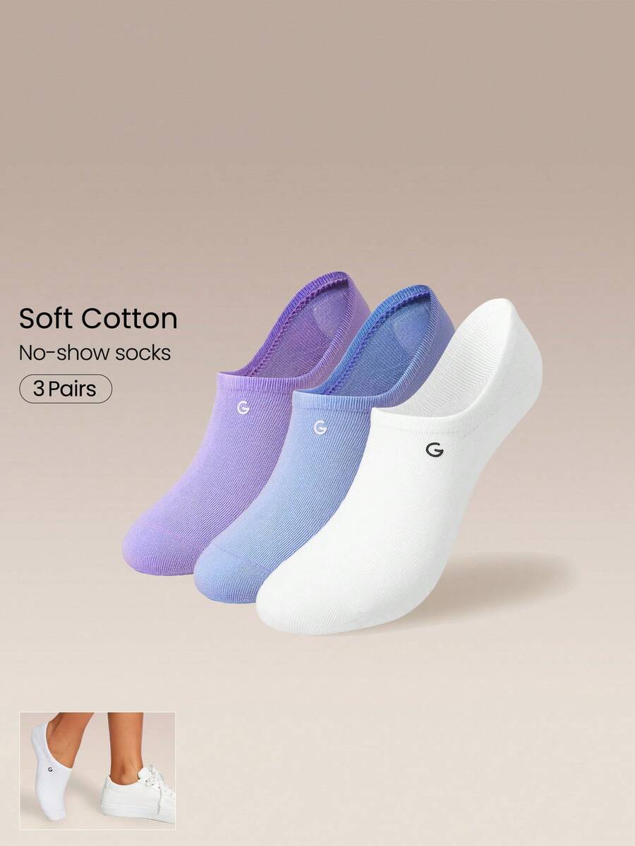 GLOWMODE 3雙隱形低筒襪 柔軟防滑 適合日常、工作室、健身房運動 - 紫色 - 查看 1