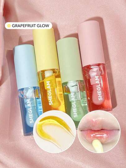 Huile Pour Les LèVres Hydratante Jelly Wow-Grapefruit Glow Gloss à LèVres Transparent Hydratant Soin Des LèVres Repulpant Et Non Collant Finition Haute Brillance Extrait De Pamplemousse Nourrissant Riche En Vitamine C CosméTiques Liquides Pour Les LèVres NoëL Gloss à LèVres D'Hiver Rouge