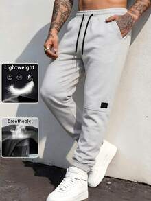 Gym Rark Men's Light Gray All-Season Minimalist Line Design Sports Outdoor Casual Jogging Pants - Light Grey - View 1