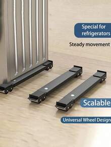 2pcs Adjustable 45-70 Cm Stainless Steel Anti-Vibration Washing Machine Stand, Non-Slip Rust-Proof Feet, Load Bearing 300kg, Suitable For Refrigerators And Washers, Easy Assembly, Large Household Appliance Base With Casters - Multicolor - View 6