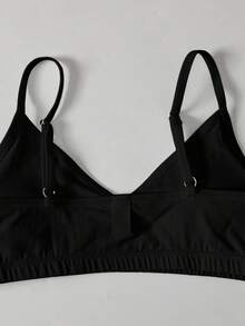 SHEIN 青少年女孩 3件組 白色粉色黑色 簡約基礎舒適 抓皺加厚無肩帶胸罩，兒童女孩內衣 - 黑色 - 查看 5