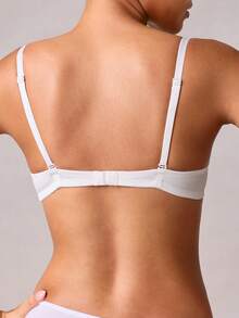 Veilyse Sujetador con aro y tirantes ajustables de color sólido, lencería para el verano - Blanco - Ver 2