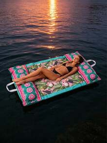 1pc Flamingo Toucan Floral Inflatable Pool Float Bed, Durable PVC Water Raft With Handle, Portable Foldable Beach Floating Seat For Pool Vacation Theme Party, - Fabric Floating Bed - View 6