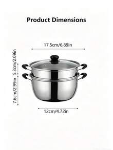Stainless Steel Mini Steamer Set: 1 Pot +1 Steaming Rack +1 Glass Lid – Kitchen Cookware, Soup Pot & Noodle Pot, Suitable For Induction Cooktops And Multiple Heat Sources | Heat-Resistant Handles | Glass Lid Measures 17.5cm (6.89 Inches) In Diameter - View 9