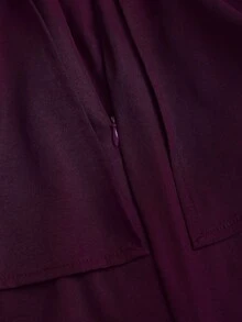 Sweetra 女款休閒優雅通勤純色綁腰直筒長褲 辦公室穿搭 梅紫色 秋季 - 酒紅色 - 查看 6