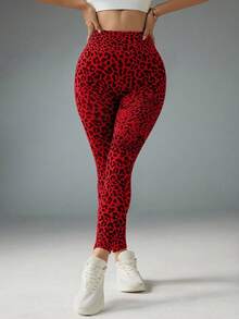 Velisys Velisys Legging Olahraga Wanita Kasual Motif Leopard Tanpa Jahitan dengan Elastisitas Tinggi - MultiWarna - View 3