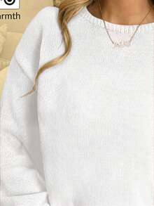 SHEIN Teen Girls Sweaters Casual Lantern Sleeve Cropped Girls Solid Color Long Sleeve Autumn Sweater,White - White - View 5