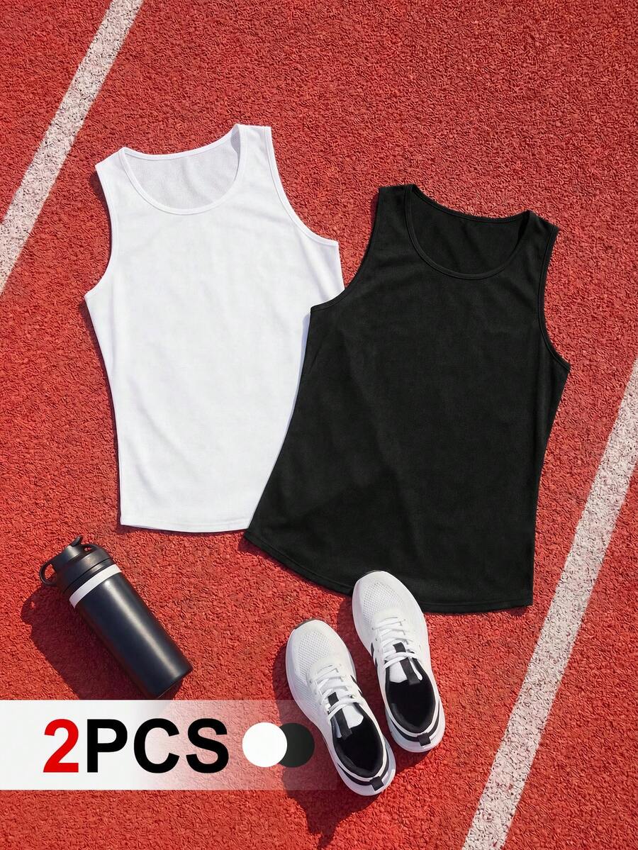 Cheerettes Camiseta sin mangas deportiva de unicolor versátil y casual