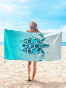 1 Piece Turtle Pattern Microfiber Beach Towel Super Absorbent Quick Dry Sand Free Large Square Bath Towel For Swimming Pool Camping Travel Summer Vacation Essential - Multicolor - View 5