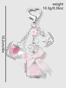 ROMWE Kawaii 1 Multi-Specification Ins Sweet Girl Versatile Multi-Color Resin Rhinestone Star Love Strawberry Polka Dot Bow DIY Keychain Bag Pendant - Multicolor - View 7