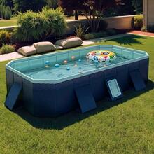 Foldable Non-Inflatable Family Swimming Pool, Adult & Child Portable Ground Pool, Easy Installation For Outdoor Backyard Garden Camping, Durable PVC Material - A - View 7