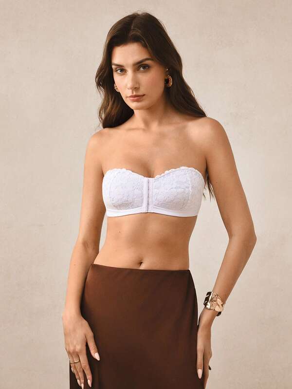 Hourtrue Women's Front Closure Bra Wireless And Non-Padded Cups Bra, Bra Without Straps