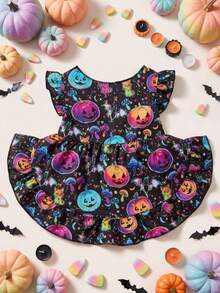 PETSIN 1pc Colorful Pumpkin & Bat Graphic Luminous Dress, Halloween Costume For Pets - Multicolor - View 1