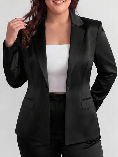 Velvienne Plus Size Women's Casual Versatile Spring/Autumn Long Sleeve Christmas New Year Blazer Fall