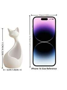 1PC Cute Cat Shaped Ceramic Multifunctional Succulent Planter Storage Container For Jewelry Pens Desk Windowsill Decor Home Office Gift - A - View 12