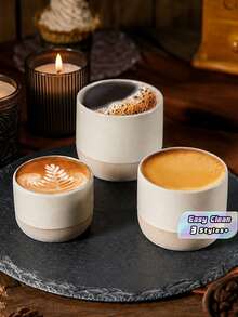 Shoxil 1件装陶瓷咖啡杯，咖啡杯，茶杯，拿铁杯，浓缩咖啡杯，微波炉和洗碗机适用，礼品，适用于婚礼、节日等场合 - 米色 - 查看 1