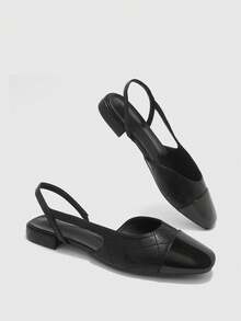 CUCCOO BIZCHIC Sepatu Wanita Ujung Persegi Kecil Hak Tebal Hitam Nyaman dan Sederhana untuk Perjalanan Sehari-hari. Serbaguna - Hitam 1 # - View 3