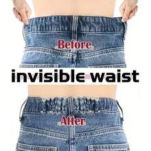 6pcs Adjustable Elastic Waist Cincher, Waist Extender Tool, Skirt Waist Shaper, Invisible Waist Tightener Strap For Jeans, Trousers, Skirts, Dresses - Multicolor - View 1