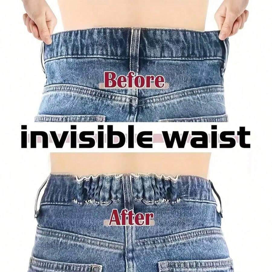 6pcs Adjustable Elastic Waist Cincher, Waist Extender Tool, Skirt Waist Shaper, Invisible Waist Tightener Strap For Jeans, Trousers, Skirts, Dresses - Multicolor - View 1