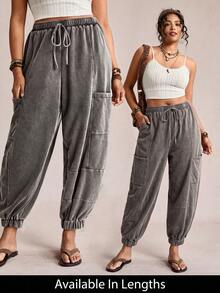 Freevana Knitted Snowflake Pattern Plus Size Casual 90s Jogger Pants Autumn Vacation Dinner - Coffee Brown - View 4
