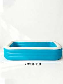 1 cái bể bơi gia đình bơm hơi màu xanh hình chữ nhật di động không kèm cầu trượt, dùng cho sân vườn, bãi biển hoặc làm mát mùa hè, cho 1 đến 7 người, dễ lắp đặt - C - Xem 13