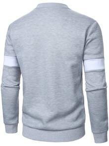 Manfinity Homme Men's Fashion Minimalist Pullover Sweatshirt - Light Grey - View 2