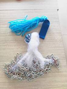 手工海水釣魚拋網，附重型鋅沉子，適用於餌釣 - 藍白色 - 查看 2