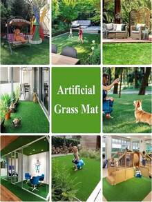 1PC 19.7X197INCHES HIGH QUALITY DURABLE PLASTIC REALISTIC ARTIFICIAL GRASS TURF CARPET MAT FOR OUTDOOR GARDEN YARD BALCONY PATIO BEACH POOL INDOOR DECOR CUTTABLE EASY INSTALL - Green - View 4