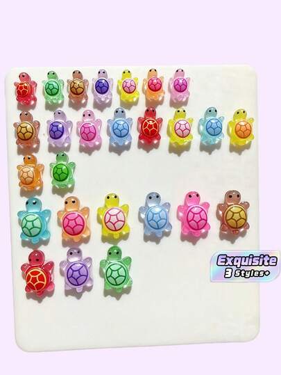 100/200/500 Buah Hiasan Kuku Kura-kura Resin Datar – Permata Datar Hewan Lucu 3D untuk Kuku Tempel DIY, Casing Ponsel, Perlengkapan Kerajinan Anting
