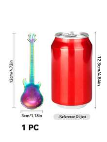 1 pieza Cuchara con forma de guitarra creativa de plata, adecuada para café, té, postres, helado - Utensilio de cocina de acero inoxidable, artículos de cocina, vajilla - Color - Ver 10