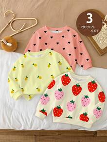 Baby Girl Casual Minimalist Loose Round Neck Sweatshirt Suitable For Autumn/Winter - Multicolor - View 2