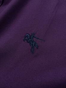 Manfinity Mode Men's Casual Versatile Embroidery Detail Short Sleeve Formal Shirt - Purple - View 7