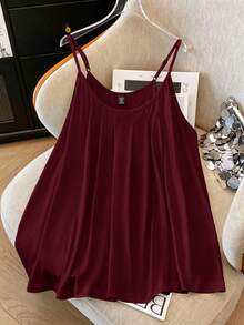GlowEve CURVE Plus Size Women's Loose Fit Ombre Color Casual Camisole Top, Summer Graphic Tees Women Tops - Burgundy - View 1