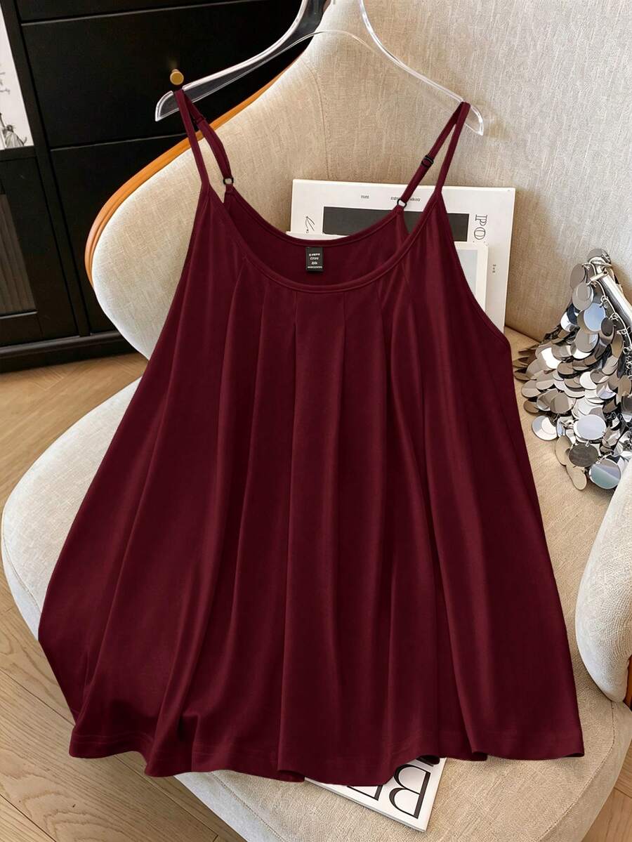 GlowEve CURVE Plus Size Women's Loose Fit Ombre Color Casual Camisole Top, Summer Graphic Tees Women Tops - Burgundy - View 1