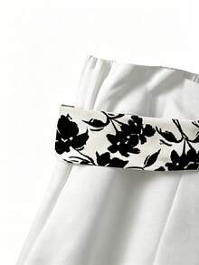 SHEIN CURVE+ Plus Size Women's White Summer Elegant Tea Party Commuter A-Line Skirt With Bow Tie Waist, Design Suitable For Workplace,Daily Wear, Fall - White - View 4