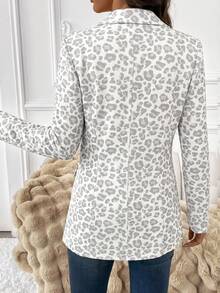 SHEIN Clasi 女款優雅秋季格紋西裝外套，長袖，百搭日常通勤經典格紋大衣 - 米色 - 查看 2
