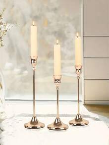 12pcs/6pcs/3pcs/Set Iron Cone Candle Holders, Decorative Candle Holders - Suitable For Weddings, Banquets, Parties, Fireplace Decor, Pillar Candle Holders, Also Suitable For Weddings, Home Decor, Holiday Party Decorations - gold - View 12