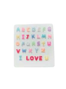 100/200/500 pezzi Charms per unghie in resina mista con lettere dell'alfabeto – Decorazioni con lettere A-Z, decorazioni 3D glitterate per arte di unghie fai-da-te per unghie finte, stile casuale - Multicolore - Visualizzare 6
