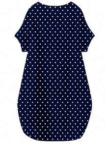 Linhara Plus Size Women's Round Neck Short Sleeve Casual Comfortable Design Dress Suitable For Daily Commute Wear - Multicolor - View 2