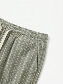 VIVINTIMO 男士休閒度假直條紋短褲，夏季 - 綠色 - 查看 4