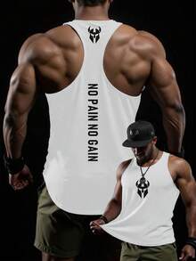 Gym Rark 2件裝男士肌肉印花時尚無袖背心，運動跑步健身T恤 - 白色 - 查看 3