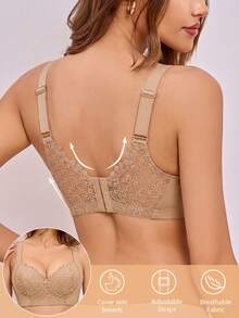 SHEIN 3件組女款性感蕾絲拼接鋼圈內衣，防滑寬肩帶 - 彩色 - 查看 2