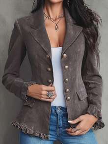 Yalmera Ladies Casual Commuting Fall Thin Coat - Grey - View 1