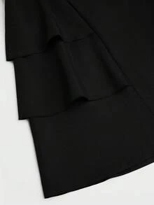 Sweetra Summer New Design Niche Black Straight Leg Casual High Waist Slimming Elegant Versatile Plus Size Pleated Shorts Brunch Party - Black - View 3