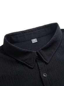 Manfinity Homme Men's Plus Size Textured Long Sleeve Shirt - Black - View 3