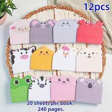 240/360pcs Pieces Of Sticky Notes With Cute Animal Themes Are Suitable For Daily Office Message Scrapbook Decoration DIY Tearable And Writable Stickers And Various Animal-Shaped Sticky Notes (20/30 Pieces Each, A Total Of 12 Sets). - one-size - View 12