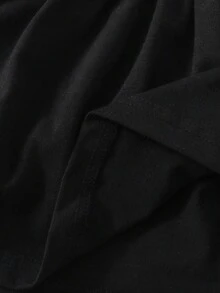 SHEIN 女嬰休閒鈕扣背心外套與百搭撞色細肩帶洋裝 2 件套，適合度假與旅行 - 黑色 - 查看 8