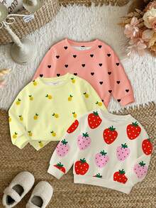 Baby Girl Casual Minimalist Loose Round Neck Sweatshirt Suitable For Autumn/Winter - Multicolor - View 4